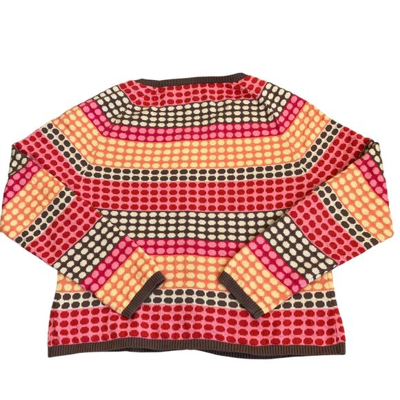 Talbots L Pet Vtg Y2K Retro Style Polka Dot & Striped Cardigan Cotton-Cashmere - Picture 15 of 16